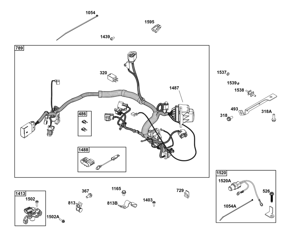 Controls Group Diagram and Parts List for 61A277-0110-J1  Briggs and Stratton Engine